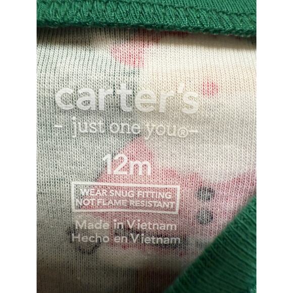NWT Carters Pajama Set Santa Winter Christmas reindeer 12 months - Picture 3 of 3